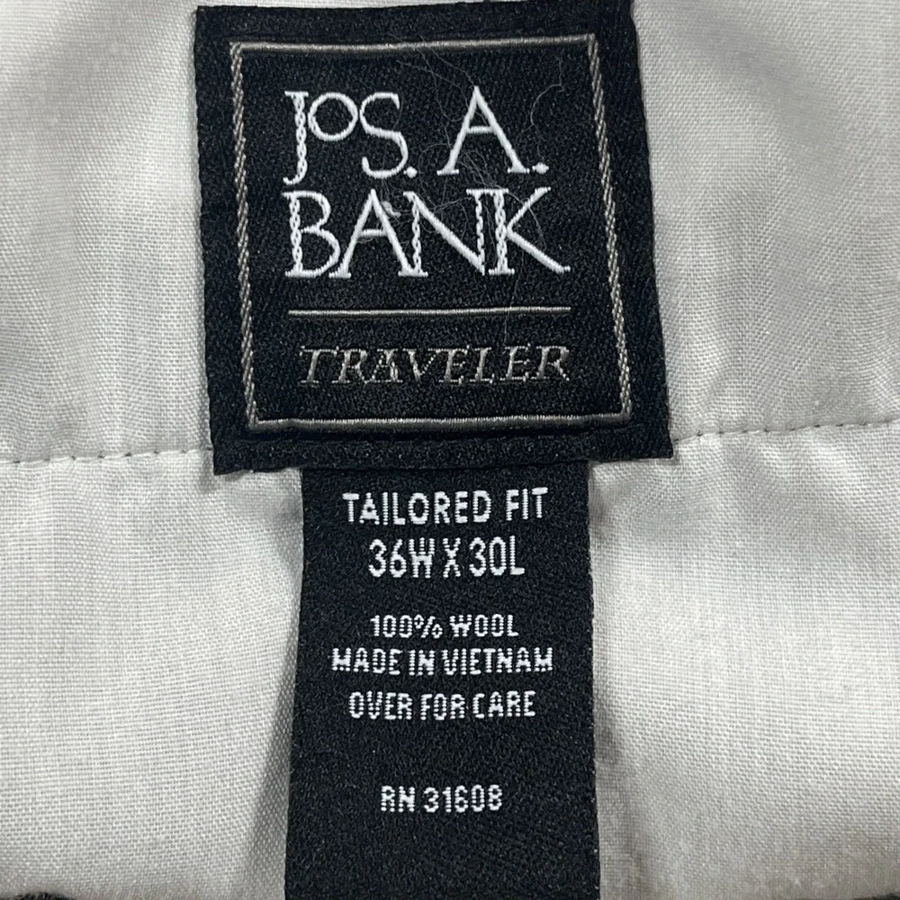 Jos A Bank Traveler Dress Pants Mens 36x30, Fits 37x30 Tan 100% Wool Flat Front